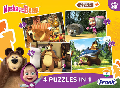 Arjoos | Frank Masha and The Bear - A Set of 4 Jigsaw Puzzle for Kids Above 3+ Years - Fun & Challenging Brain Booster Games - for Focus and Memory | Both Boys and Girls