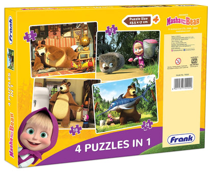 Arjoos | Frank Masha and The Bear - A Set of 4 Jigsaw Puzzle for Kids Above 3+ Years - Fun & Challenging Brain Booster Games - for Focus and Memory | Both Boys and Girls