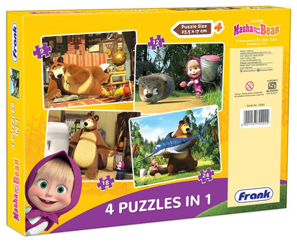 Arjoos | Masha and The Bear - A Set of 4 Jigsaw Puzzle for Kids Above 3+ Years - Fun & Challenging Brain Booster Games - for Focus and Memory | Both Boys and Girls