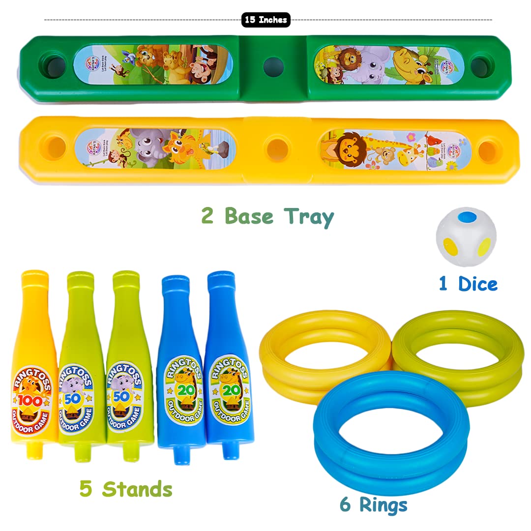 Arjoos | 2 in 1 Colour |  Match Ring toss Jungle |  Print Target Game Set - Indoor & Outdoor | Vibrant colours and attractive designs | Game for Kids | Toys  for kids