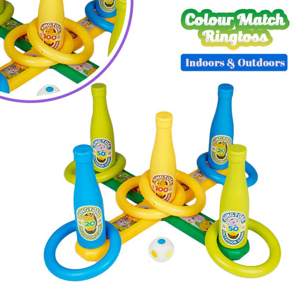 Arjoos | 2 in 1 Colour |  Match Ring toss Jungle |  Print Target Game Set - Indoor & Outdoor | Vibrant colours and attractive designs | Game for Kids | Toys  for kids