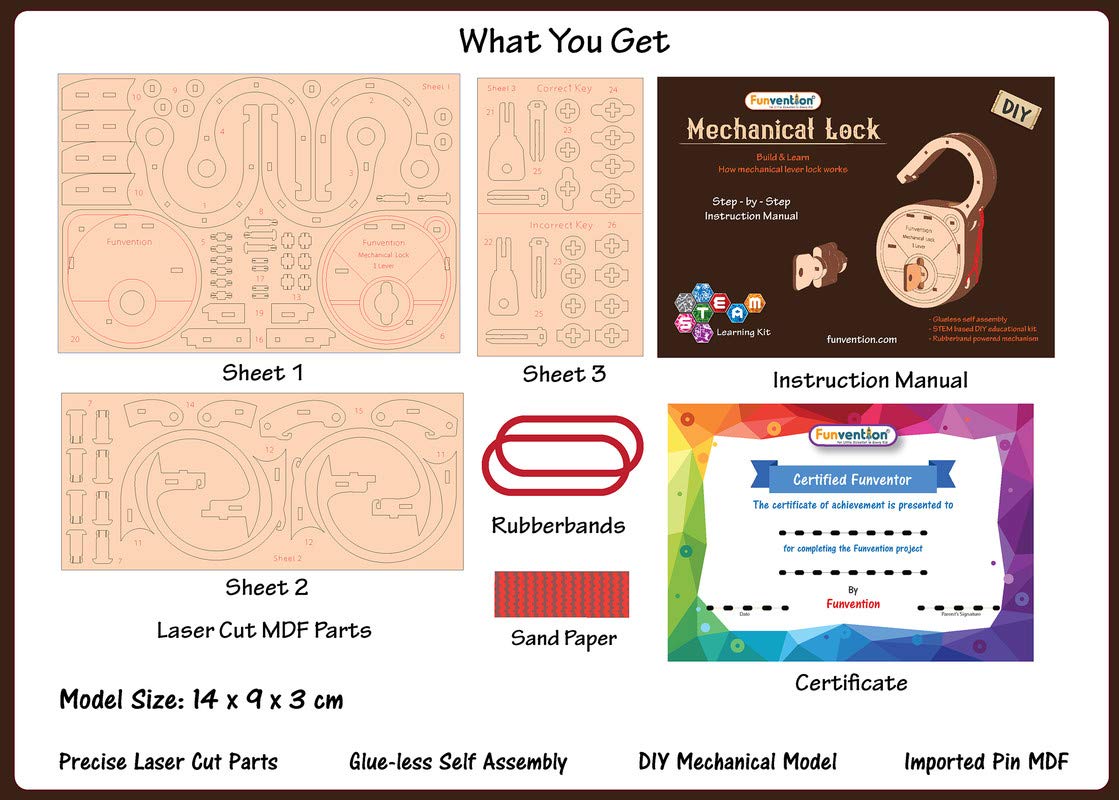 Arjoos | Mechanical Lock - DIY Working Lock Model | For Little Scientist In Every for Kid Fantasy Build | Stem Learning Utility  | Birthday Gifts for Kids | (Ages 6+)