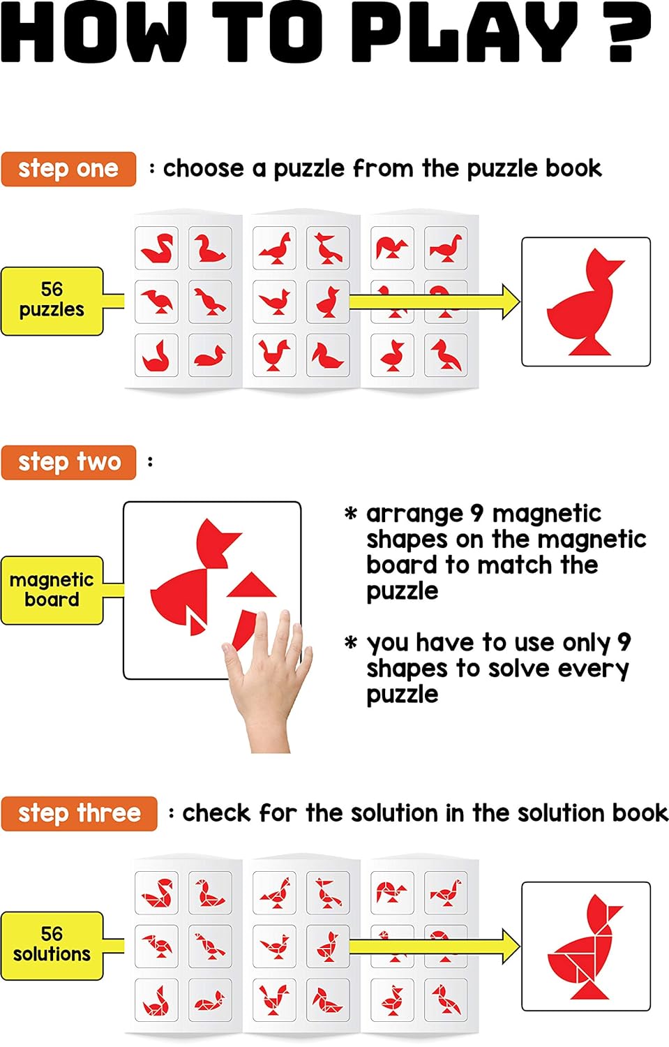 Arjoos | Play Panda Brain Booster Set 3 (junior) - 56 puzzles designed to boost intelligence - with Magnetic shapes, Magnetic board, Puzzle book and Solution book | Toy for Boys and Girls