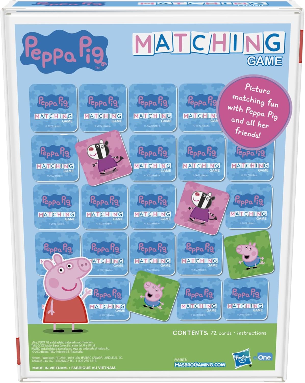 Arjoos |  Peppa Pig Matching Game for Kids  | 72 Sturdy Picture Cards | Fun Preschool Game for 1+ Players | Birthday Gifts for Kids - Age - 3+Years