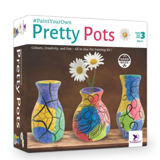 Arjoos | Pot Painting kit for Kids | Art and Craft Kit | Paint Your Own Pretty Pots for Birthday and Return Gifts | Birthday Return Gift for Boys & Girls - Age - 8+Years , Multicolour