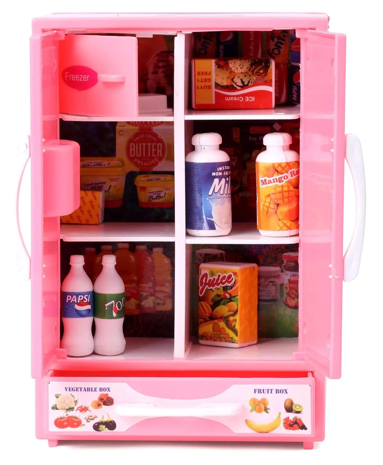 Arjoos | Refrigerator Miniature Toy For Kids Play House - Pink | Play Household Kitchen Appliance Miniature Toy For Kids | Birthday Gifts for Kids - Age - 3+Years