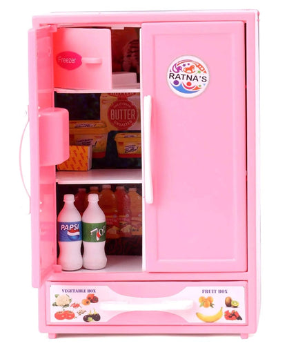 Arjoos | Refrigerator Miniature Toy For Kids Play House - Pink | Play Household Kitchen Appliance Miniature Toy For Kids | Birthday Gifts for Kids - Age - 3+Years