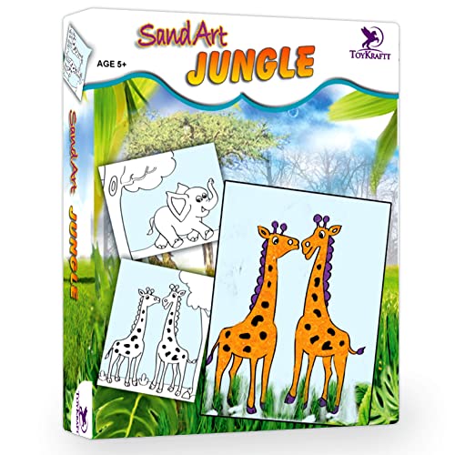 Arjoos | Sand Art Kit - Jungle |  Art & Craft DIY Kit | Colourful Sand Art Creations for Kids & Adults | Birthday Gifts for Kids - Age - 7+Years