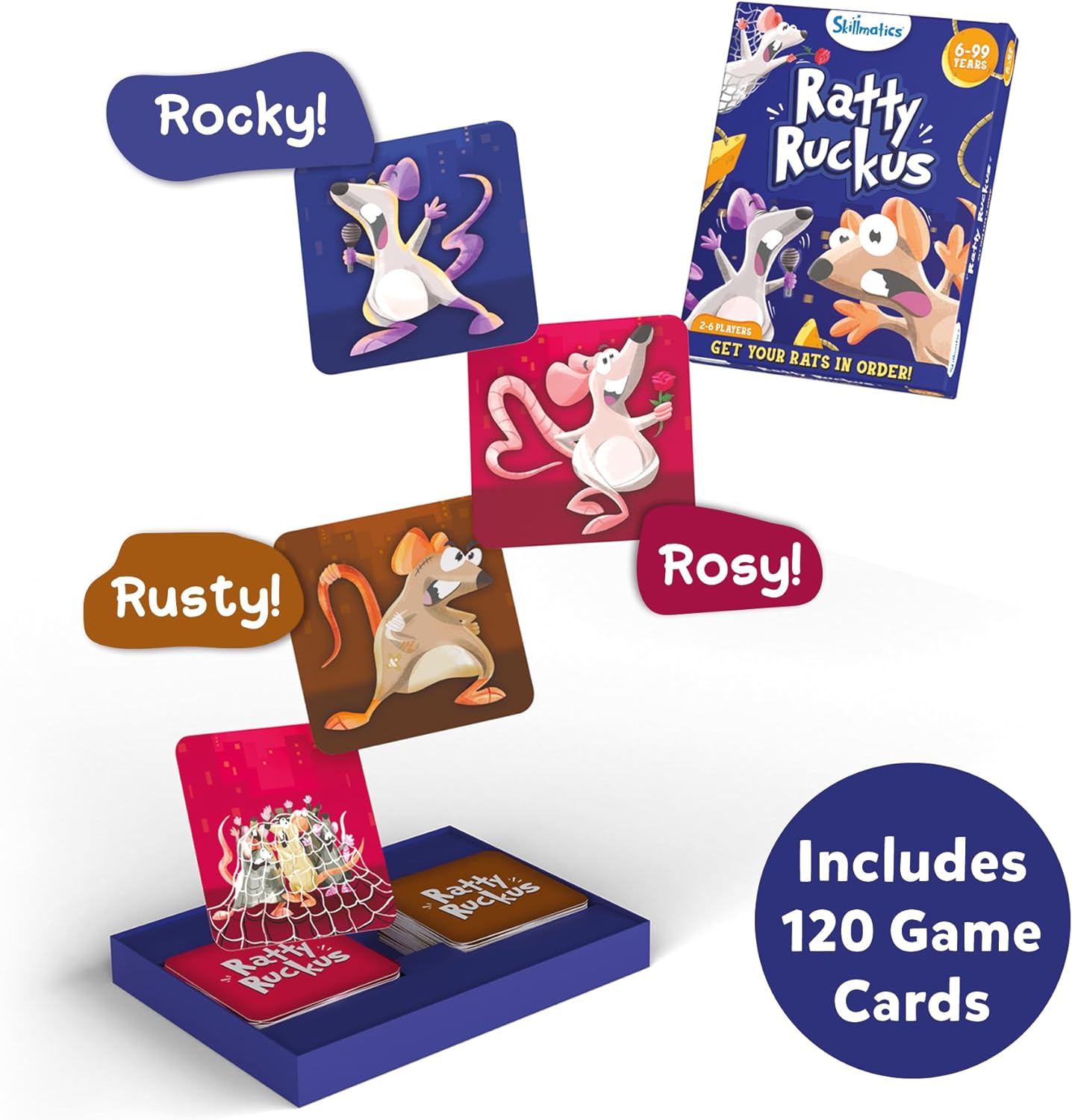 Arjoos | Skillmatics Card Game - Ratty Ruckus, Fun for Family Game Night | Perfect for Board Game Lovers | Gifts for Girls, Boys, Teens, Adults Ages 6+ years and Up | Tic-Tac-Toe with a Twist