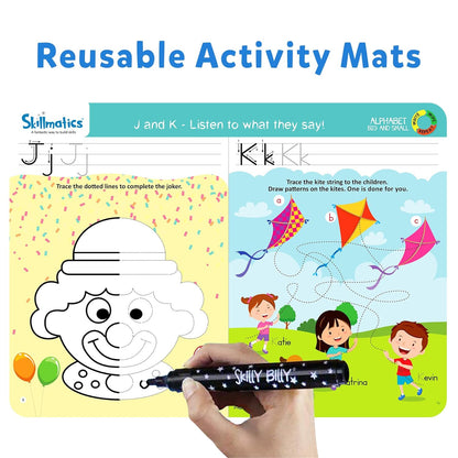 Arjoos | Skillmatics Educational Game - Alphabet Big and Small | Reusable Activity Mats with 2 Dry Erase Markers | Gifts for Ages 3 to 6 | Toys for Kids | Both Boys and Girls