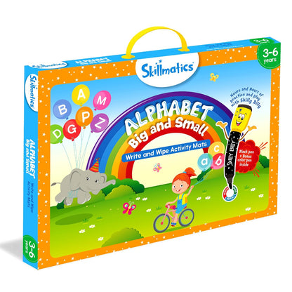 Arjoos | Skillmatics Educational Game - Alphabet Big and Small | Reusable Activity Mats with 2 Dry Erase Markers | Gifts for Ages 3 to 6 | Toys for Kids | Both Boys and Girls