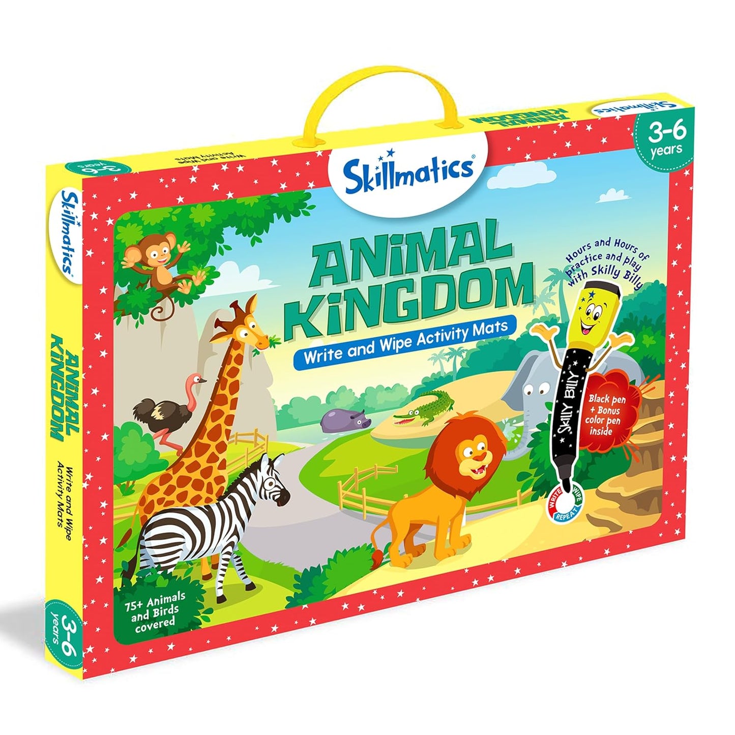 Arjoos | Skillmatics Educational Game - Animal Kingdom | Reusable Activity Mats with 2 Dry Erase Markers | Gifts for Ages 3 to 6 | Multicolour | Both Boys and Girls