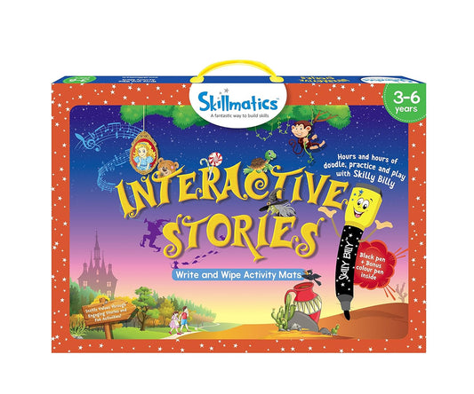 Arjoos | Skillmatics Educational Game-Interactive Stories | Reusable Activity Mats With 2 Dry Erase Markers | Gifts For Ages 3 To 6 | Multicolour | Both Boys and Girls