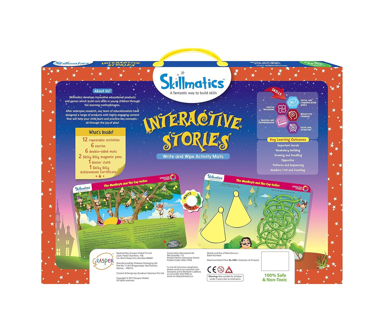 Arjoos | Skillmatics Educational Game-Interactive Stories | Reusable Activity Mats With 2 Dry Erase Markers | Gifts For Ages 3 To 6 | Multicolour | Both Boys and Girls