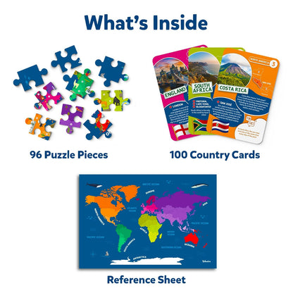 Arjoos | Skillmatics World Map Puzzle - 96 Piece Jigsaw Puzzle | Educational Toy, Geography for Kids | 400+ Facts | Gifts for Boys & Girls | Ages 6 to 12 years