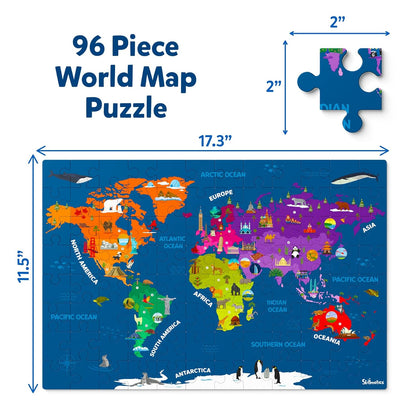 Arjoos | Skillmatics World Map Puzzle - 96 Piece Jigsaw Puzzle | Educational Toy, Geography for Kids | 400+ Facts | Gifts for Boys & Girls | Ages 6 to 12 years