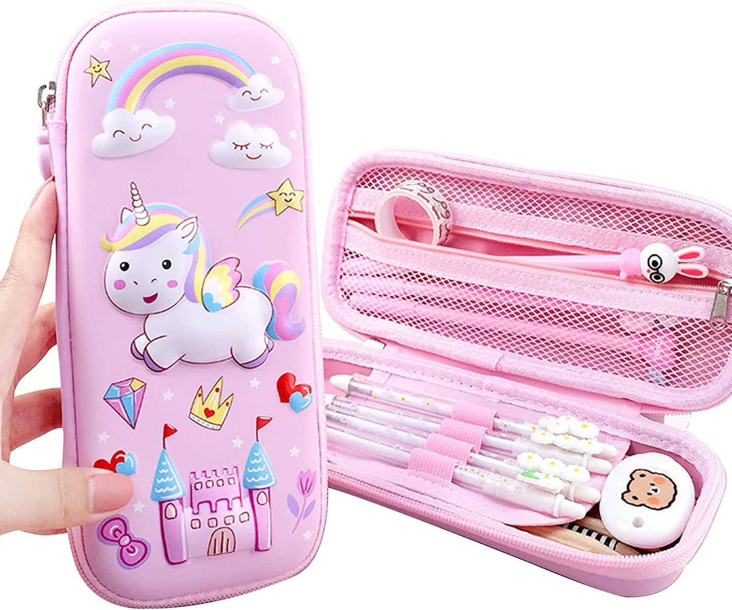 Arjoos |  Unicorn Pencil Case for Kids Girls 3D EVA Cute Pen Pouch High Capacity Portable Multifunction Stationery Bag School Supplies Box | Both boys and girls | Multi Variant