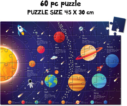 Arjoos | Solar System Puzzle -60 Piece Floor Puzzle | Educational Puzzle - Learn About Planets - Birthday Gift for Boys & Girls - ( Ages - 4+ )