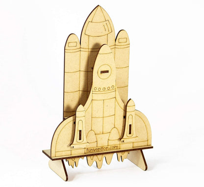 Arjoos | Space Shuttle Pen Stand - 3D Colouring Model | 3D Mechanical DIY Toy | STEM Learning 3D Puzzle Toy -Art, Colouring and Painting Kit  | Birthday Gifts for Kids  - Age - 5+Years