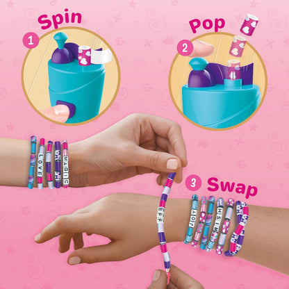 Arjoos | Spin n Pop DIY Bracelet Making Kit | Patented Electric Bracelet Maker for Kids 8-12 | Create 10 Unique Bracelets with Shiny Foil Beads, Alphabet Beads & Clasps | Birthday Gifts for Kids  - Age - 8+Years