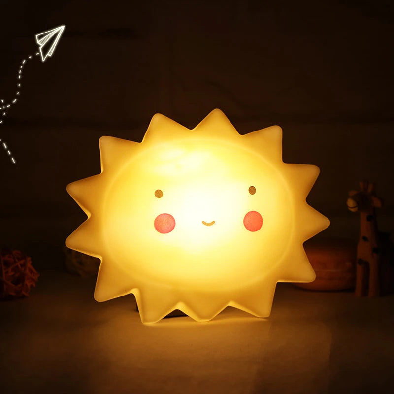 Arjoos |  Cartoon Sun Night Lights Children's Bedroom | Bedside Lamp Button Battery 1pcs Gifts | Bed Light For Kids | Sun Shape Led Light| Mini Desk Table Decorate Night Lamps Kids