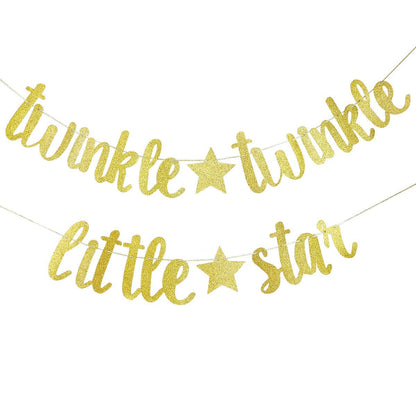 Arjoos | Twinkle Twinkle Little Star Banner- Birthday Party Baby Shower Party Decorations Banner (Gold)  | Party supplies Kit For Birthday Parties - 1pcs .