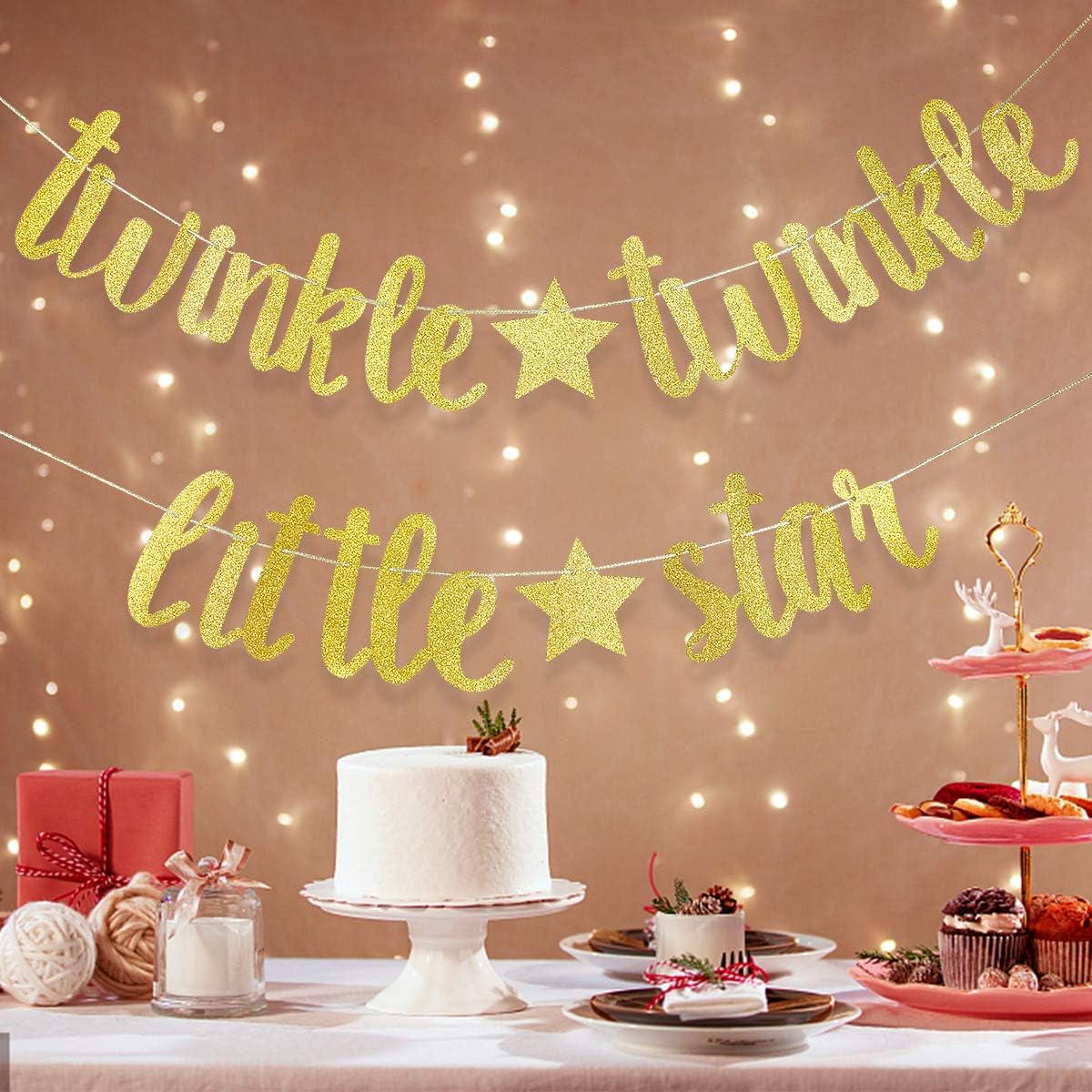 Arjoos | Twinkle Twinkle Little Star Banner- Birthday Party Baby Shower Party Decorations Banner (Gold)  | Party supplies Kit For Birthday Parties - 1pcs .