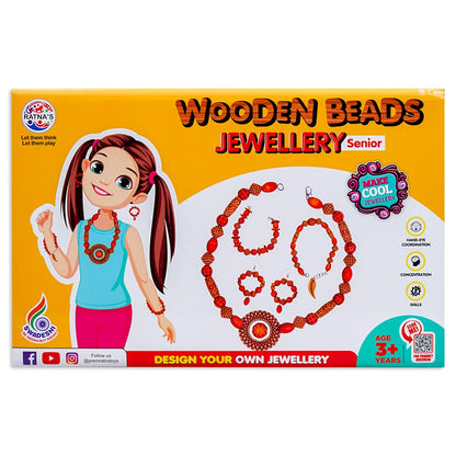 Arjoos | Wooden Beads Jewellery - Senior |  Art & Craft DIY Kit | for Girls to Make Necklaces, Earnings, Bracelets | Birthday Gifts for Kids - Age - 3+Years