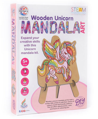 Arjoos | Wooden Unicorn Mandala Art Kit | Expand Your Creative Skills | MDF Printed Boards With Ease | Birthday Gifts for Kids  - Age - 5+Years