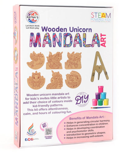 Arjoos | Wooden Unicorn Mandala Art Kit | Expand Your Creative Skills | MDF Printed Boards With Ease | Birthday Gifts for Kids  - Age - 5+Years