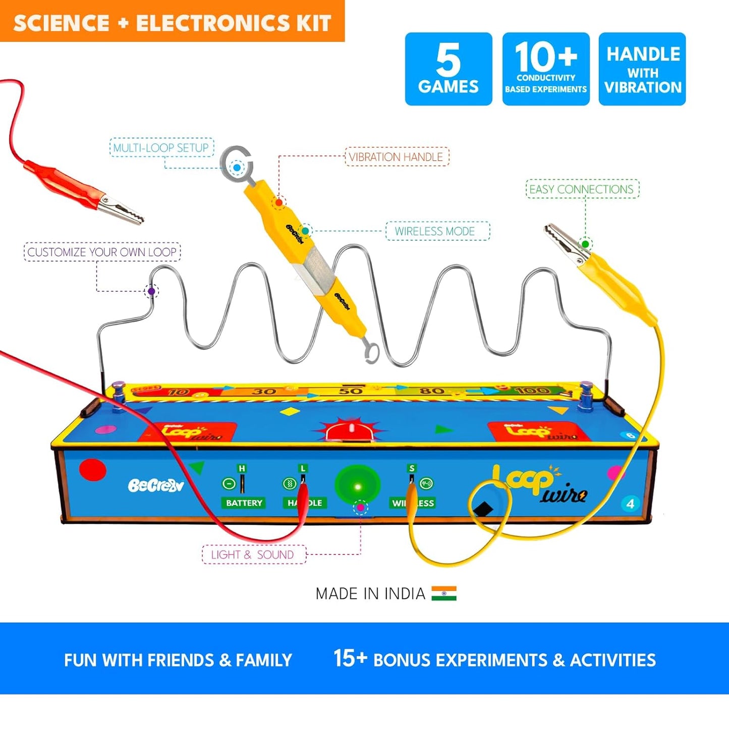 Arjoos | Loop Wire Game Electro Play - 15 Bonus Projects | Science Toy, Electronic DIY Kit | STEAM-Based Toy for Kids | Birthday Gifts for Kids - Age - 9+Years