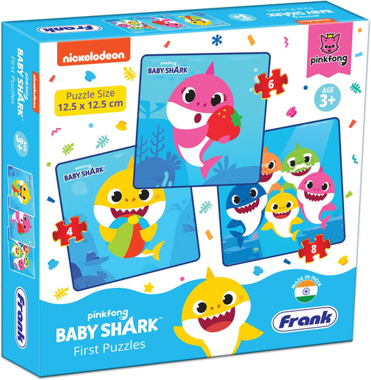 Arjoos | Baby Shark First Puzzles | Contains 3 Cardboard Puzzles Having 4, 6 and 8 Pieces  | Jigsaw  Puzzle  for Kids | Gifts for Boys & Girls ( Ages 3+ ) .