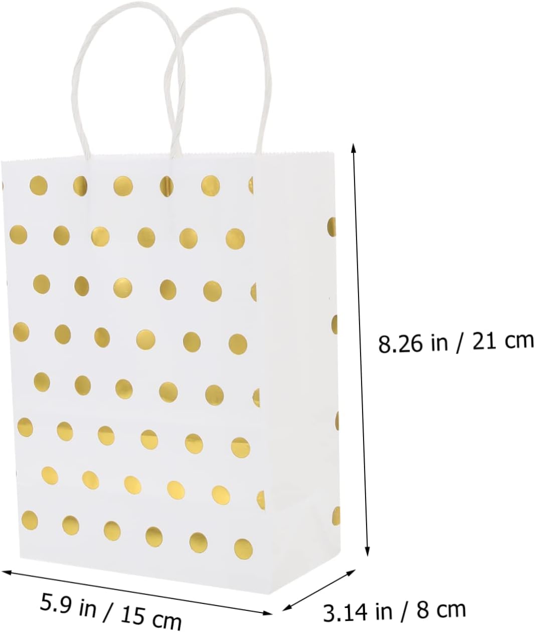 Arjoos | Black & White Gift Bags with Gold Dot Paper Bags (pack Of 12)