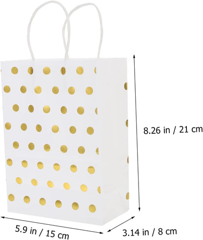 Arjoos | Black & White Gift Bags with Gold Dot Paper Bags (pack Of 12)