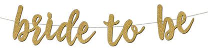 Arjoos | Bride To Be Gold Glitter Cursive Letter Banner