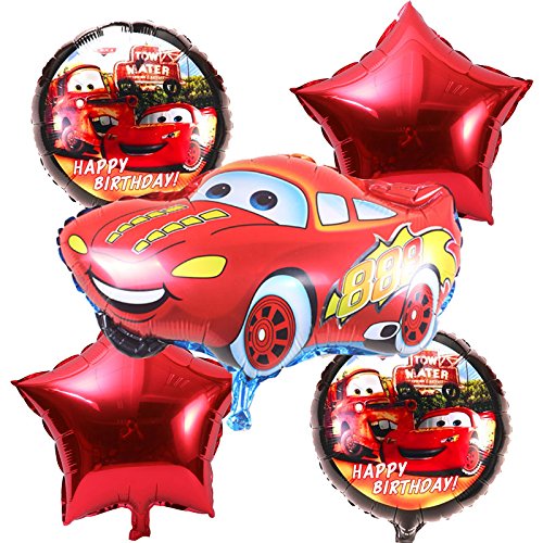 Arjoos | Car Theme  Birthday Decoration | Foil Balloon Bouquet Set Of 5