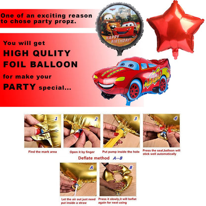 Arjoos | Car Theme  Birthday Decoration | Foil Balloon Bouquet Set Of 5