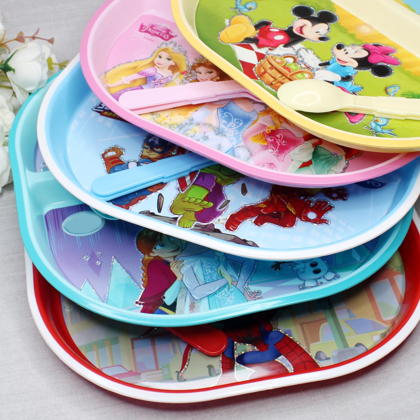 Arjoos | Cartoon Design Printed Plate with Spoon Set for Kids