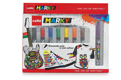 Arjoos | Cello Marky Permanent Marker Pens | Set of 8 Assorted Ink Colouring