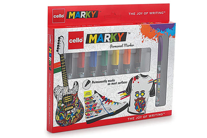 Arjoos | Cello Marky Permanent Marker Pens | Set of 8 Assorted Ink Colouring