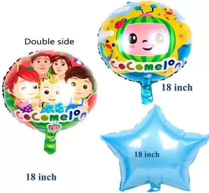 Arjoos | Cocomelon Foil Balloons For Decoration | Cocomelon Theme Balloon Decoration For Birthday (5 Pcs)