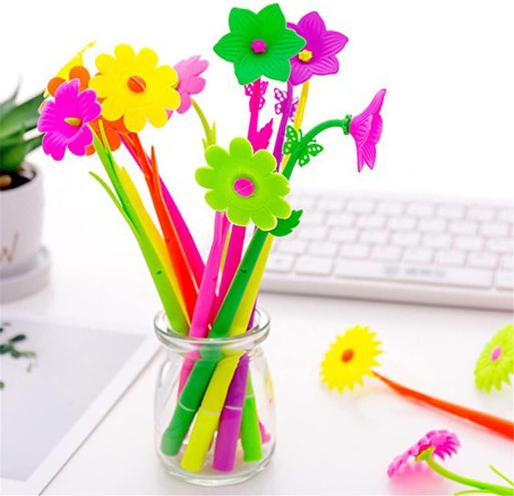 Arjoos | Colorful Cute Flower Plastic Stationery Gel Pen , ( Pack of 12)