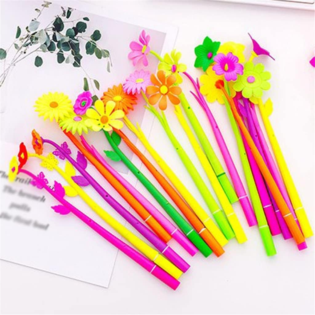 Arjoos | Colorful Cute Flower Plastic Stationery Gel Pen , ( Pack of 12)