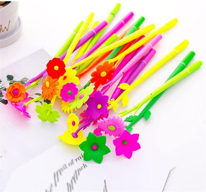 Arjoos | Colorful Cute Flower Plastic Stationery Gel Pen , ( Pack of 12)