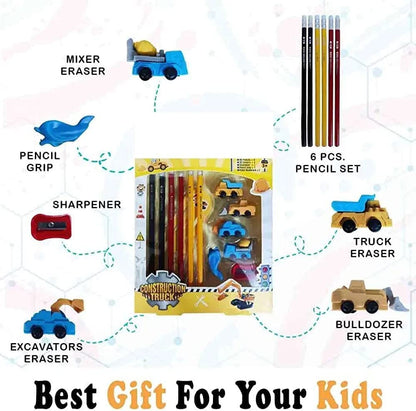 Arjoos | Construction Truck Theme Stationery kit for Kids