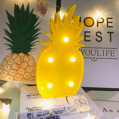 Arjoos | Decorative LED Pineapple Light Tropical Desk Lamp Marquee Sign Light (Battery Operated)