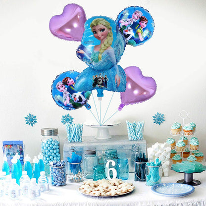 Arjoos | Disney Frozen Birthday Foil Balloon Bouquet - 5 Pieces