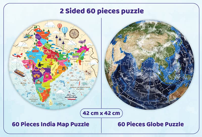 Arjoos  |  Eduketive India Map & Globe - 4 in 1 Puzzle Activity Game | 95 Pieces Jigsaw Puzzle - Kids Age 4+