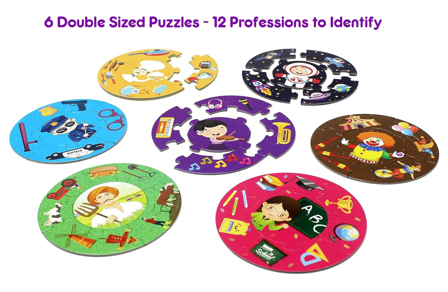 Arjoos  | Eduketive WHO AM I - Educational Puzzle Learn About 12 Professions Both Sided Printed - 30 Pieces Puzzle