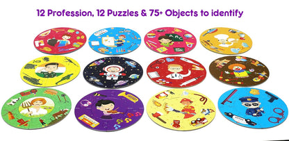 Arjoos  | Eduketive WHO AM I - Educational Puzzle Learn About 12 Professions Both Sided Printed - 30 Pieces Puzzle